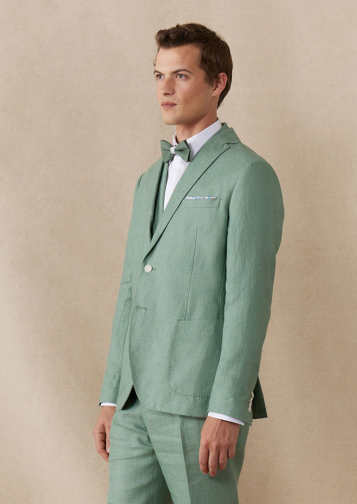 Veste coordonnable Regular en lin uni vert