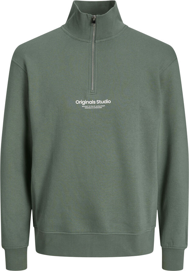 Jack & Jones JORVESTERBRO SWEAT QUARTER ZIP HN N Laurel wreath