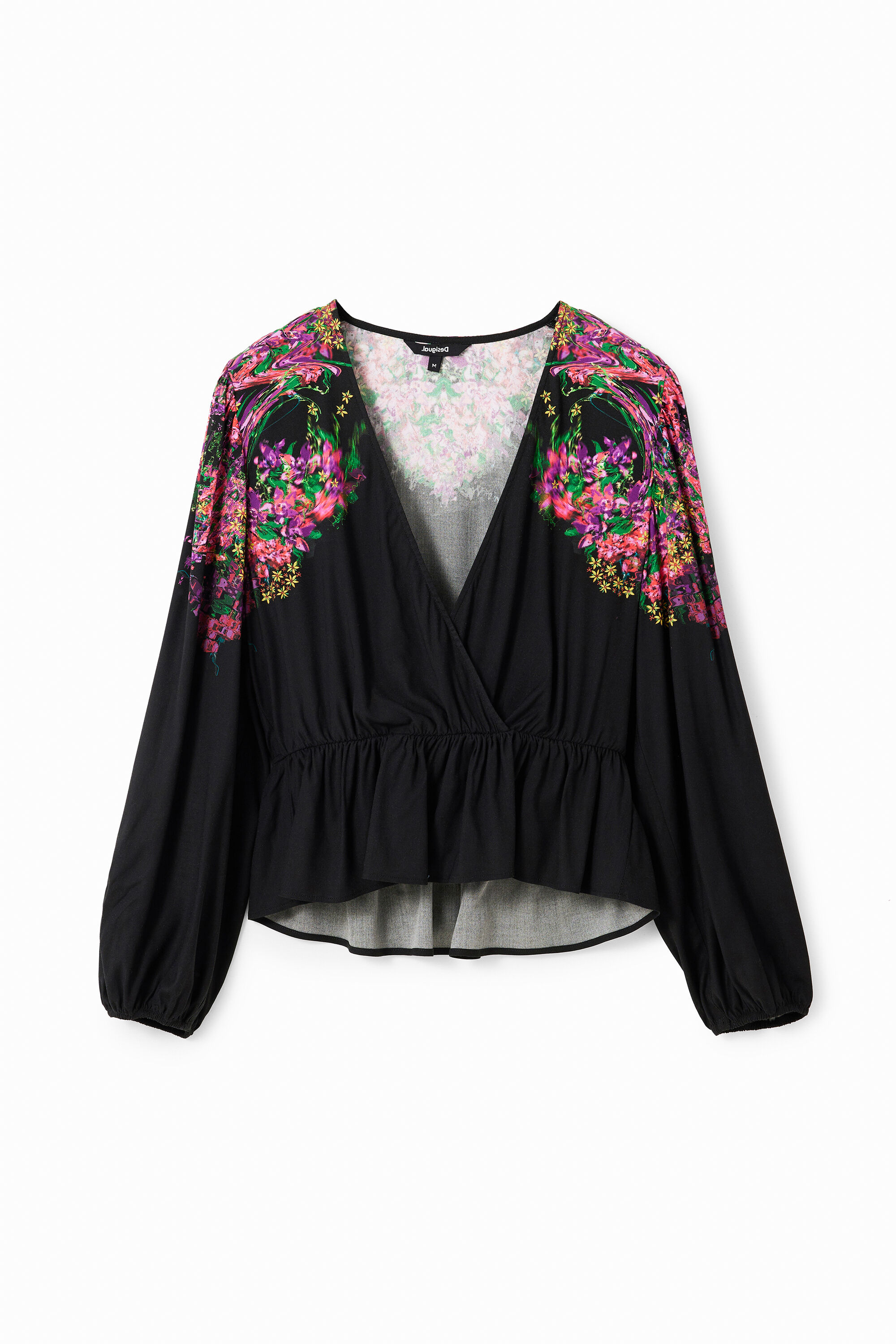 Blusa envelope com estampa floral digital