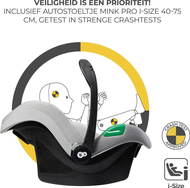 Kinderkraft - ESME - 3-in-1 Kinderwagen - Moonlight Grey - Omvormbare Wiegbak naar Buggy - TRAVEL SYSTEM met Autostoel