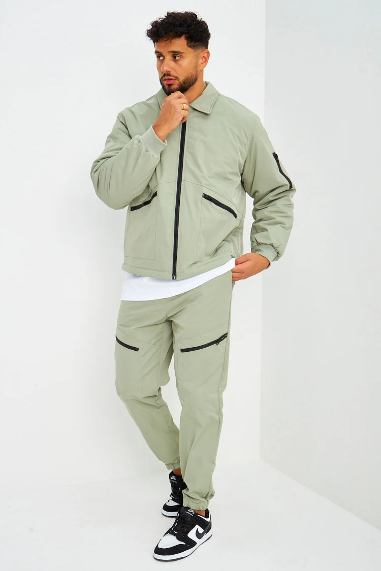 Pantalon de jogging kaki zippé