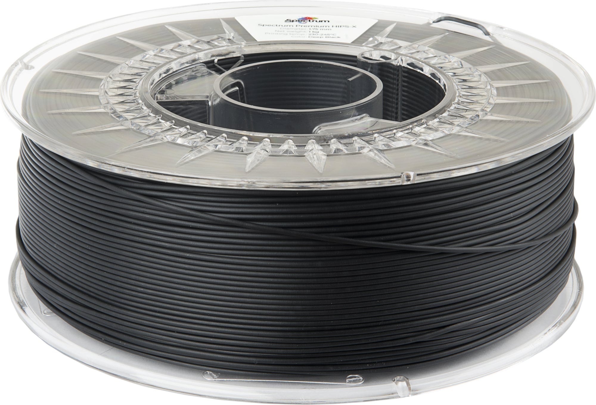 Spectrum  HIPS-X Deep Black, 1,75 mm / 1000 g    Schlagzähes Filament mit hoher Oberflächenhärte in Schwarz
