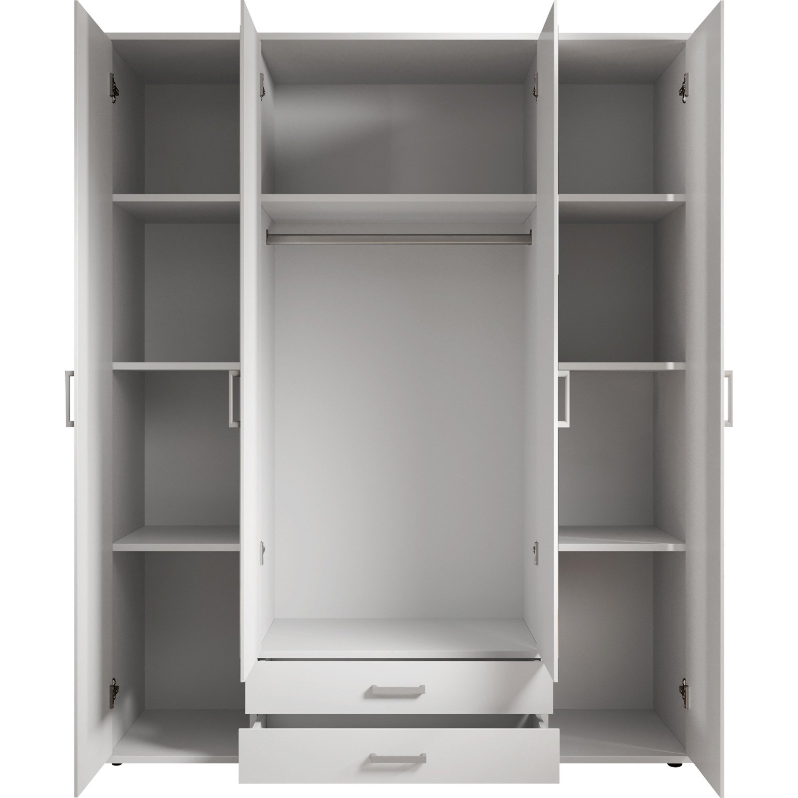 Drehtürenschrank Karl Melamin weiss 160 x 197 x 54 cm, mit Spiegel