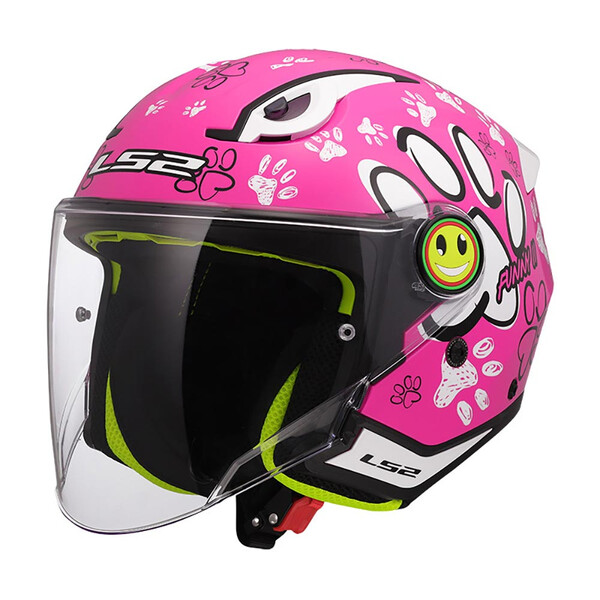 LS2 - Casque enfant OF622 Funny II Paws Rose / Blanc / Brillant