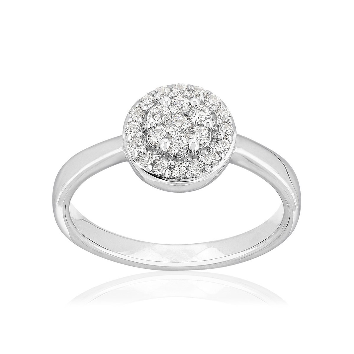 Bague or 750 blanc diamant synthétique