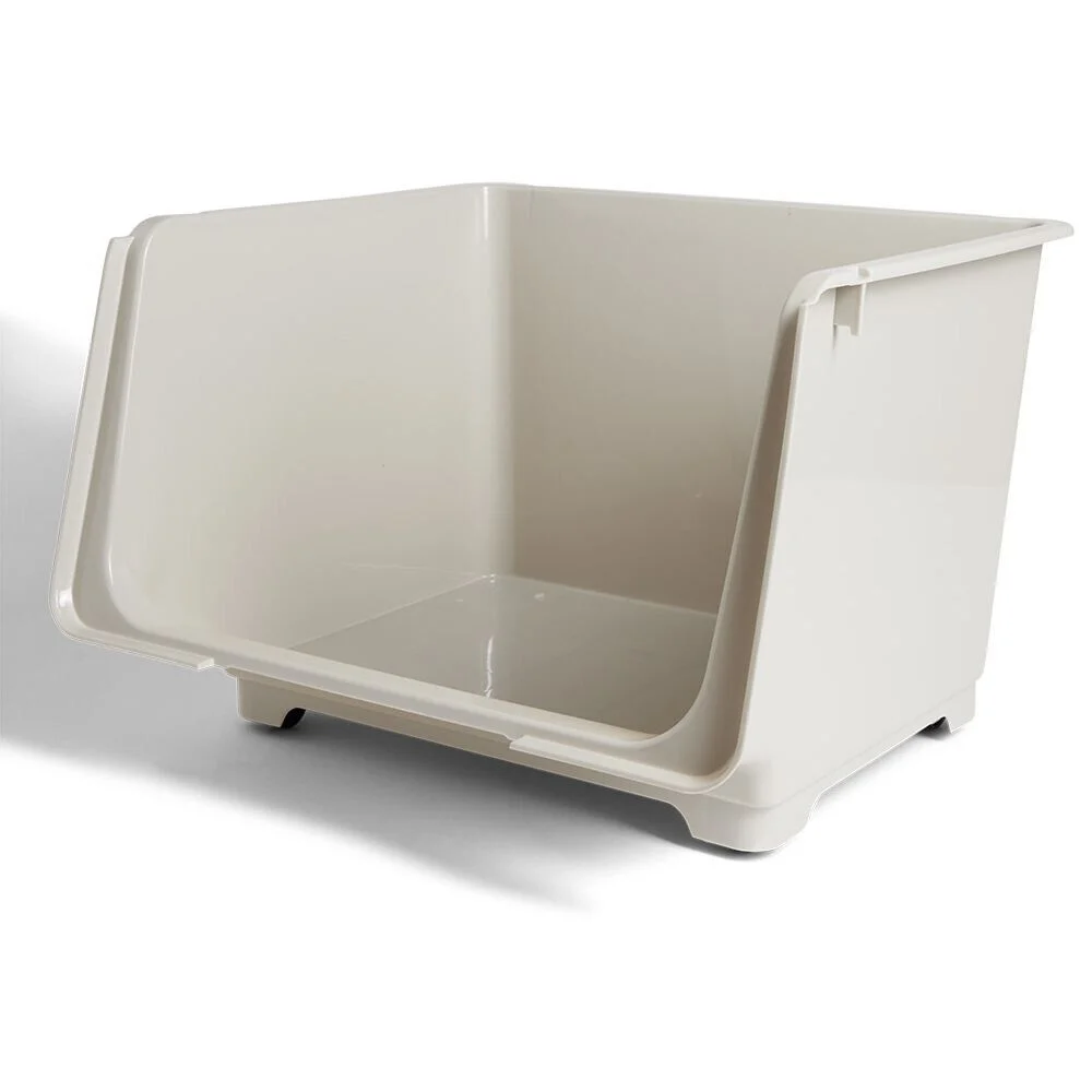 Boîte avec couvercle 45L beige 43xH30,5x39cm