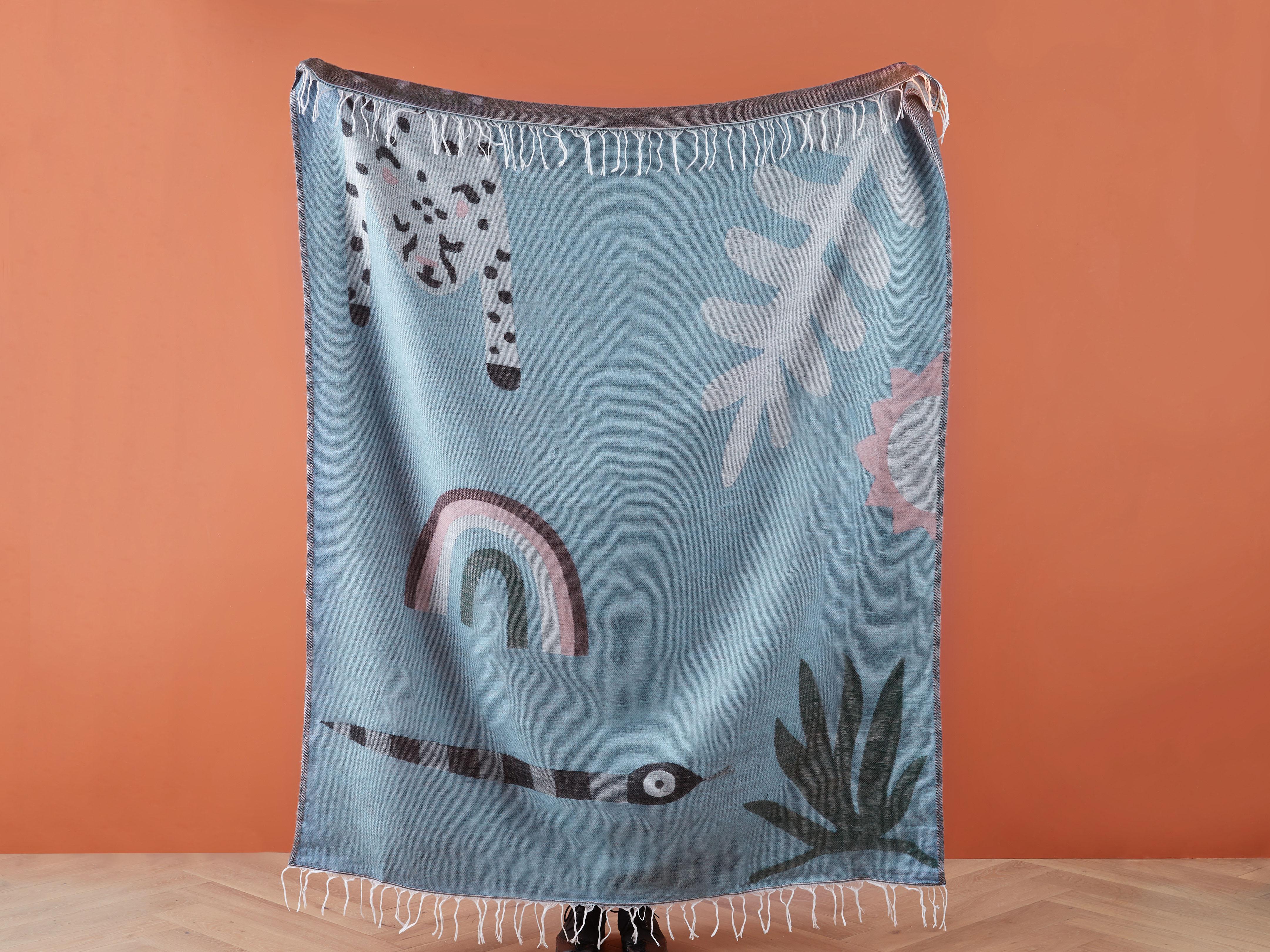 Plaid LIMGHA 130 x 170 cm Blauw