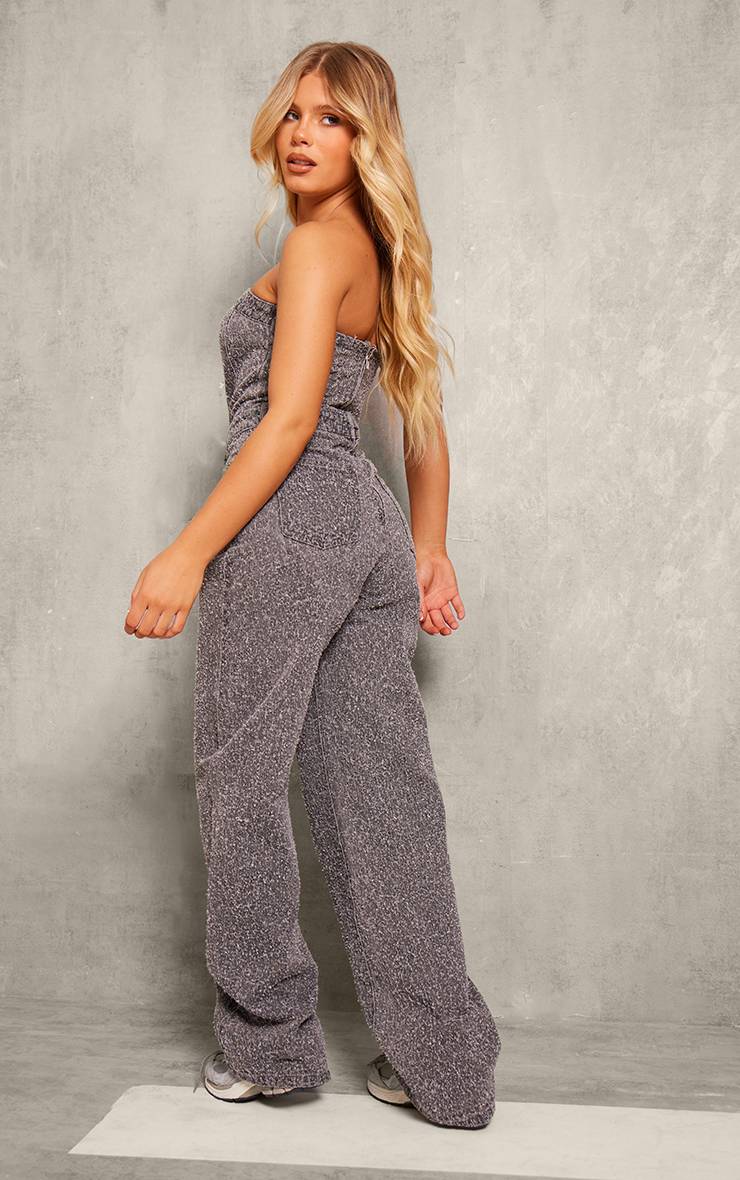 Gris Combinaison Jambe Droite À Corset En Tissu Bouclette