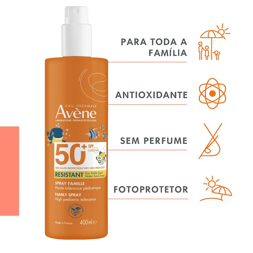AVENE  Protetor Solar Spray Corpo Criança e Família SPF50+ - 400ml