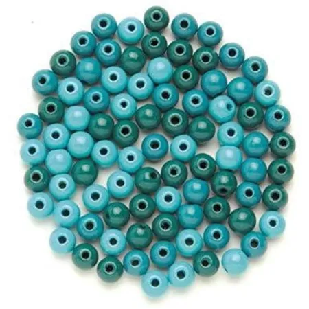 Glorex Holzperlen Mix türkis, 6 mm, 118 Stück