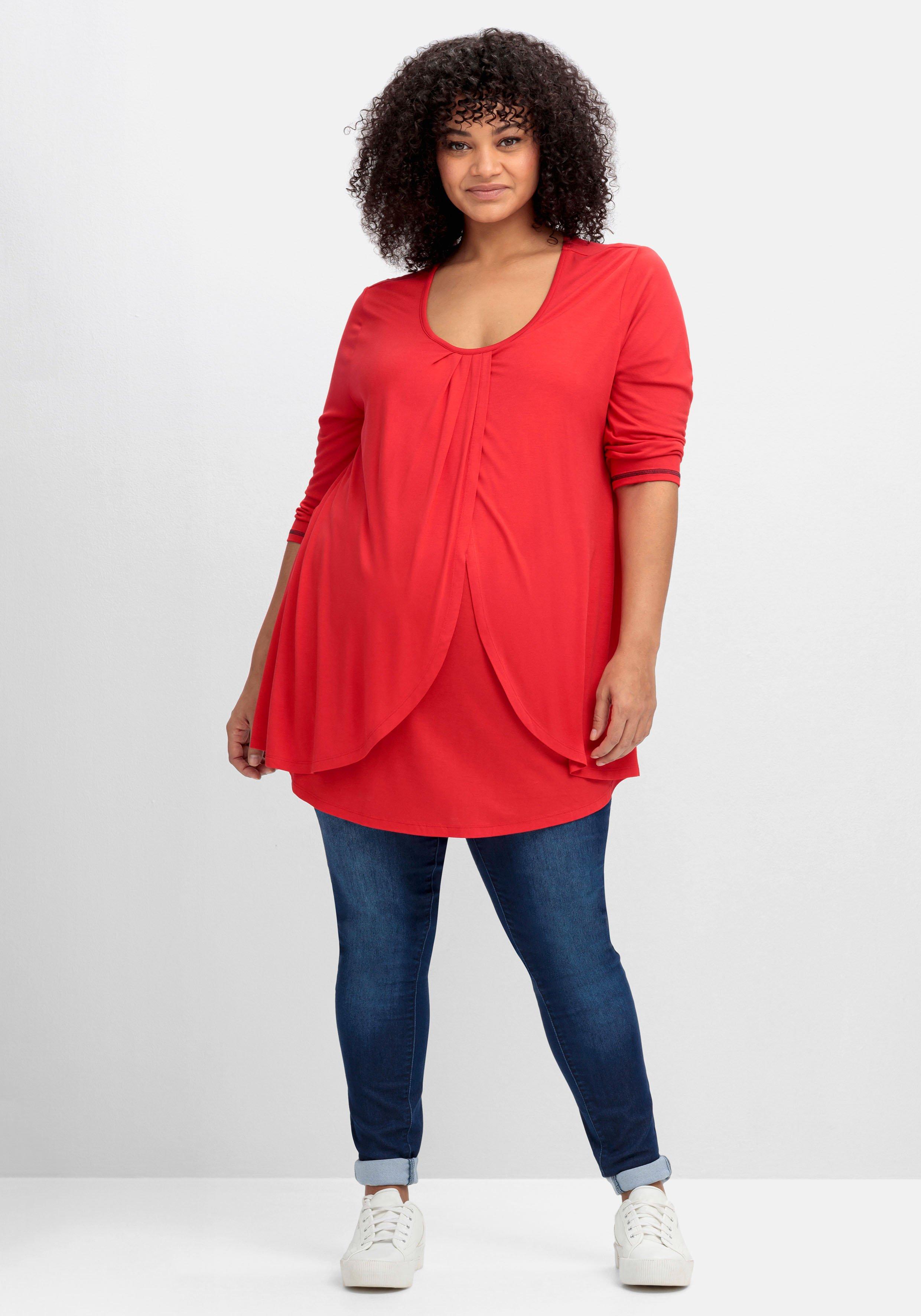 Stillshirt in Layer-Optik, mit Raffung am Ausschnitt