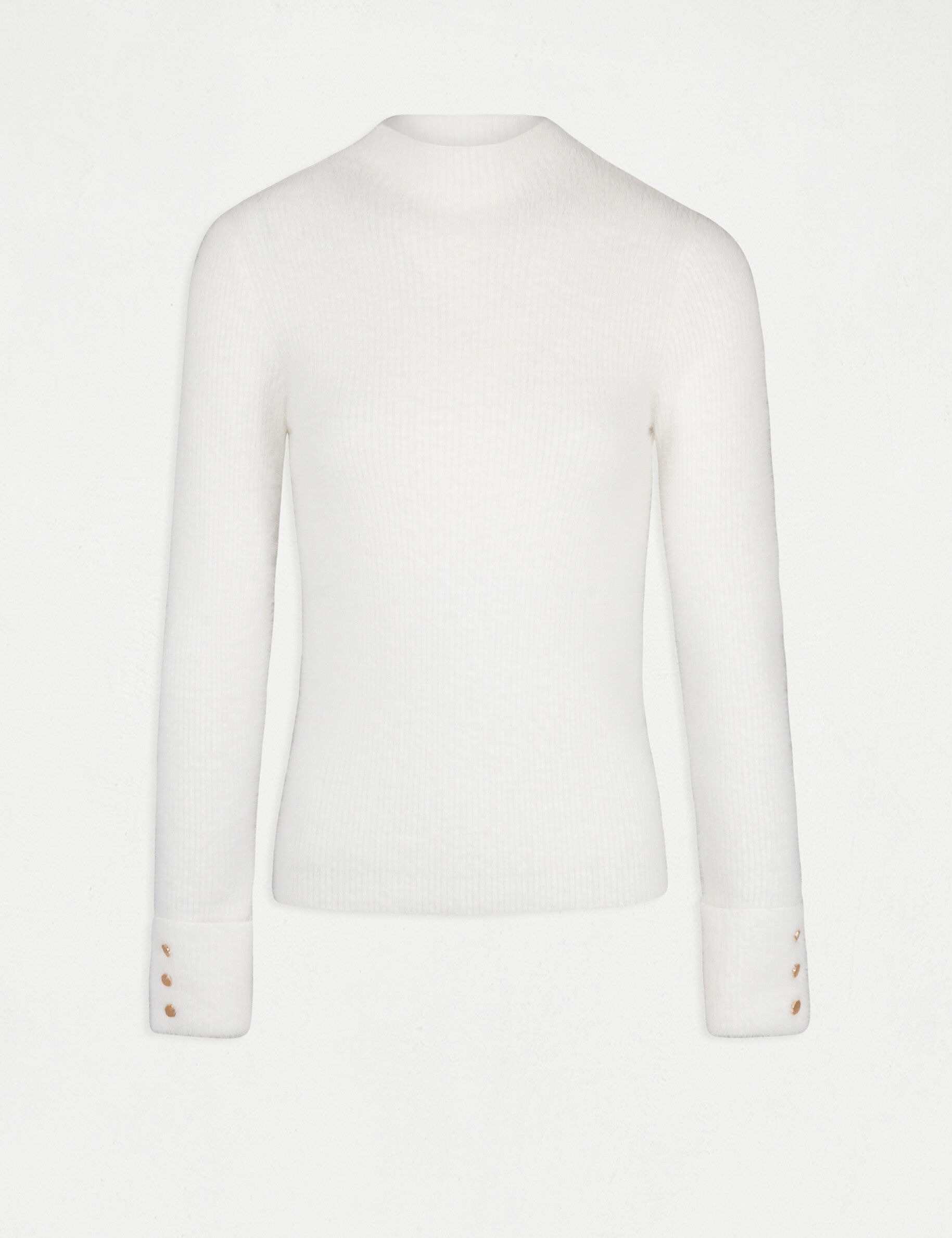 Pull manches longues maille duveteuse ecru femme - ecru