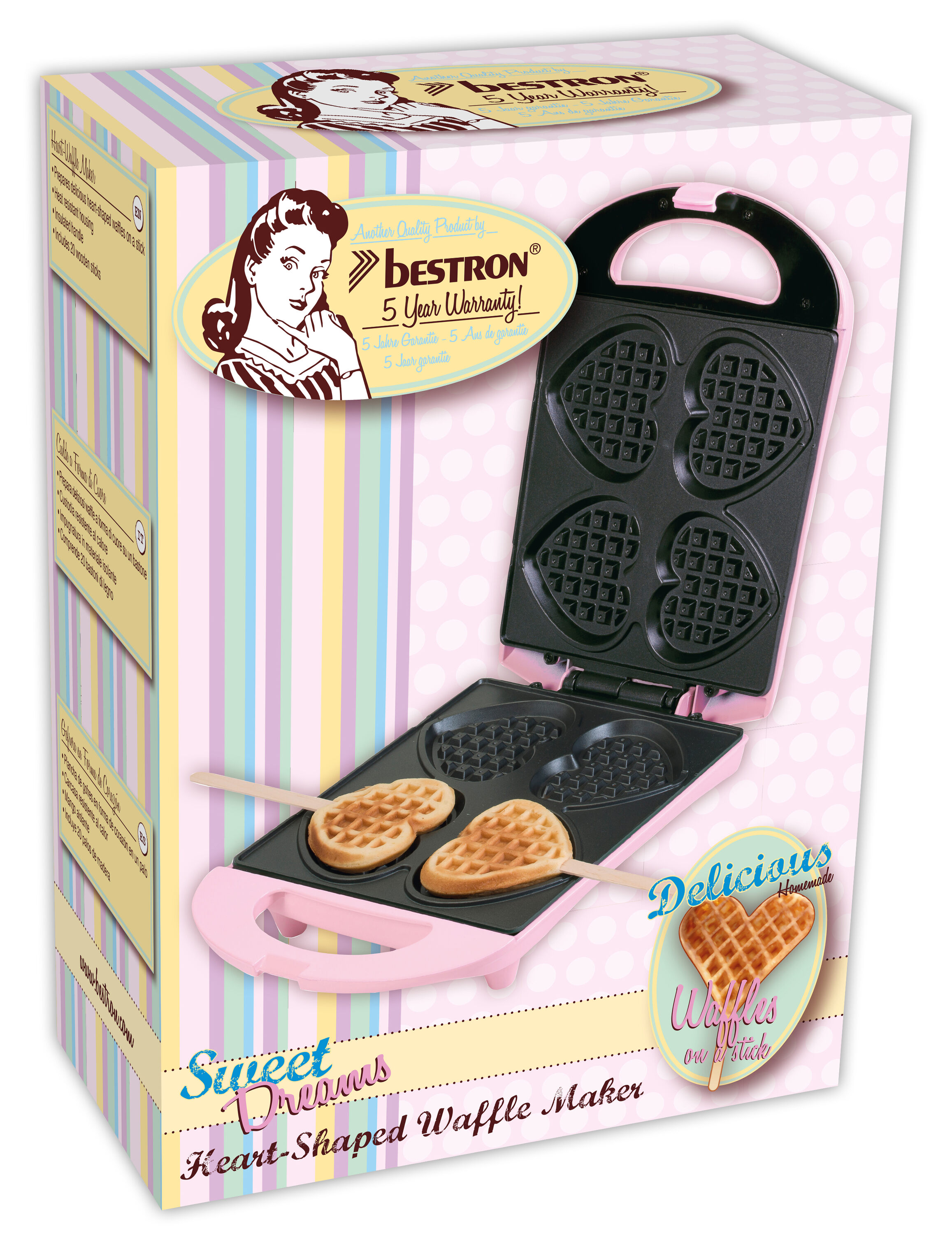 Bestron DSW271P wafelijzer - Pink
