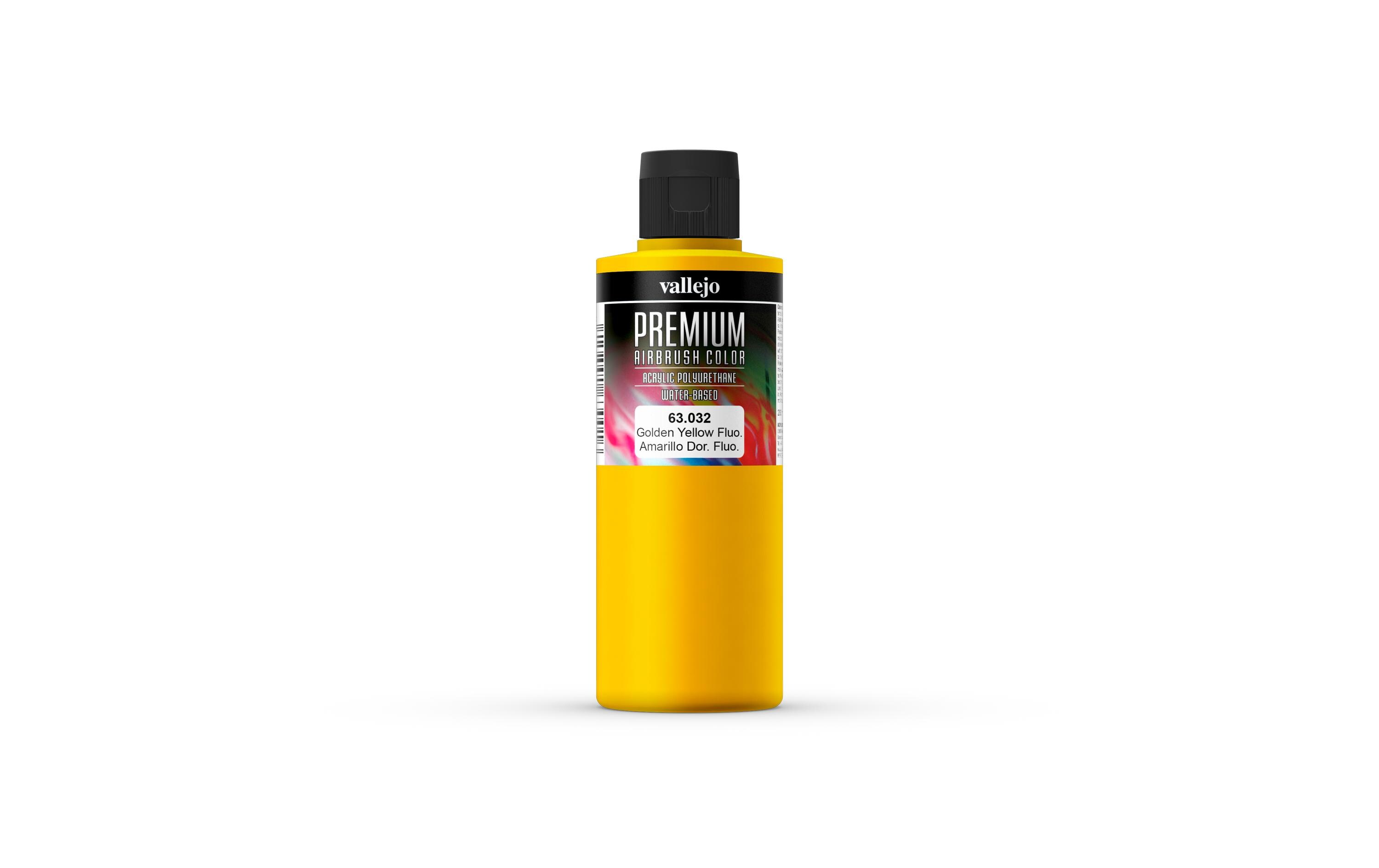 Airbrushfarbe Premium, Fluoreszierend, Gold-Gelb, 200 mlPremium Airbrush Farbe zum Lackieren von Lexan, Polycarbonat, Glasfaser, Metall und Polyethylene