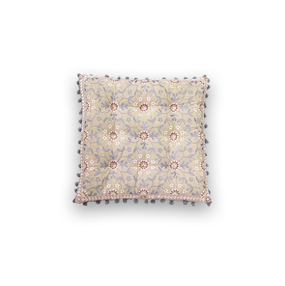 Sitzkissen beige-multicolor, B 40 cm, L 40 cm, H 6 cm von fischer's lagerhaus