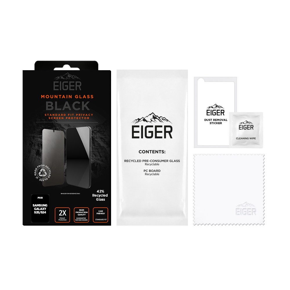 Samsung Galaxy S25 Mountain Glass Black Panzerglas 2.5D Privacy Displayschutz Case Friendly (EGMSP00309)