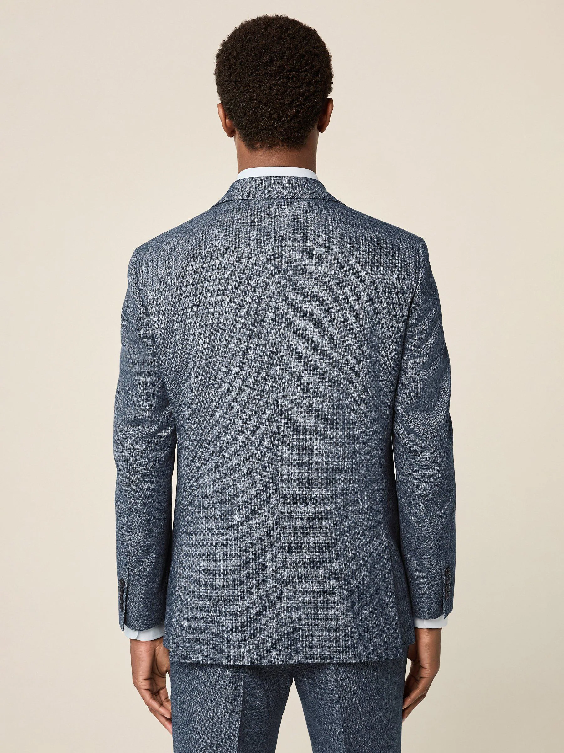 Blauw - Regular Fit Trimmed Textured Suit Jacket