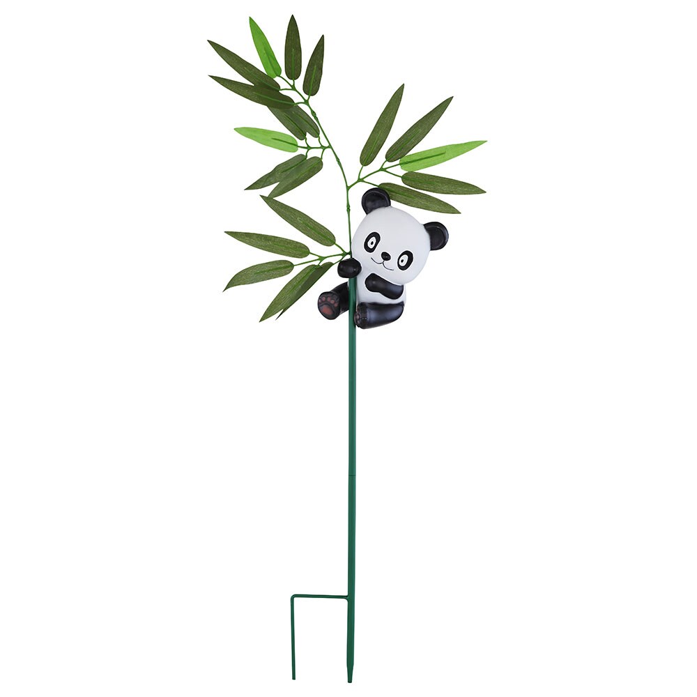LED Solar Steckleuchte, Pandabär, Blätter, bunt, H 70 cm