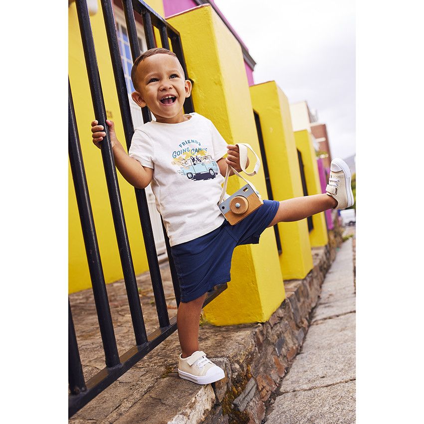 T-shirt manches courtes avec print fantaisie pour bébé garçon - Ecru