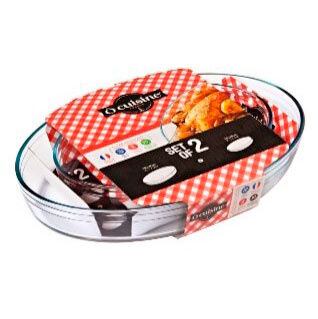 Ô Cuisine Auflaufform 2er Set Oval, Borosilikatglas