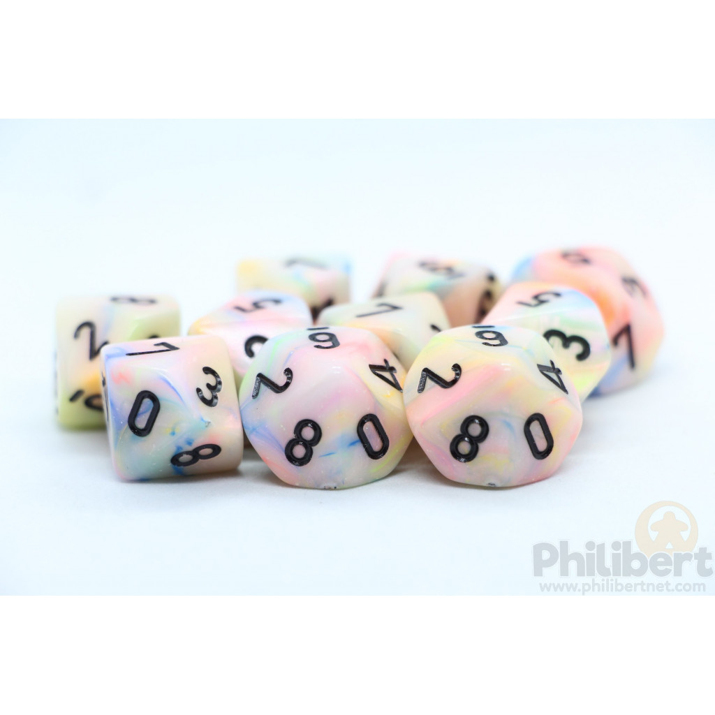Set de 10 Dés 10 Faces Chessex : Festive