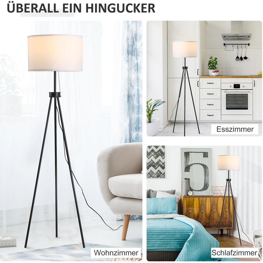HOMCOM Tripod-Stehlampe schwarz, weiß