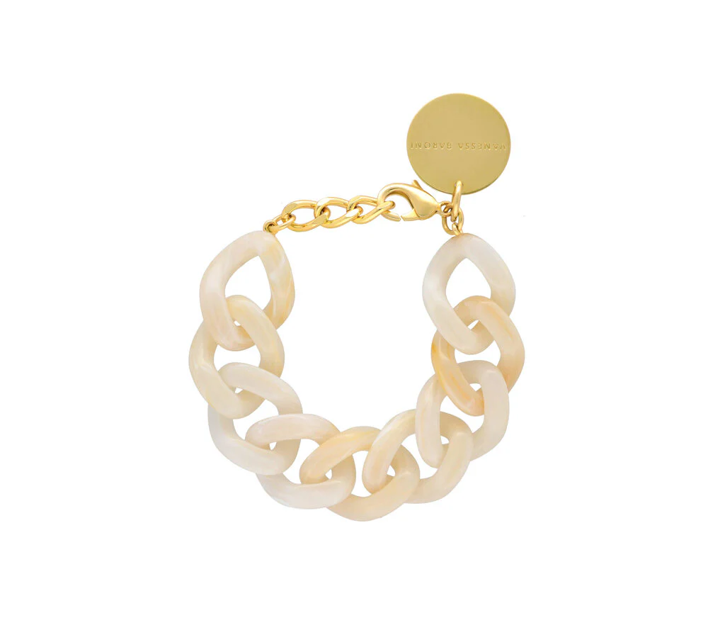 VANESSA BARONI  Flat Chain armbånd - Pearl Marble