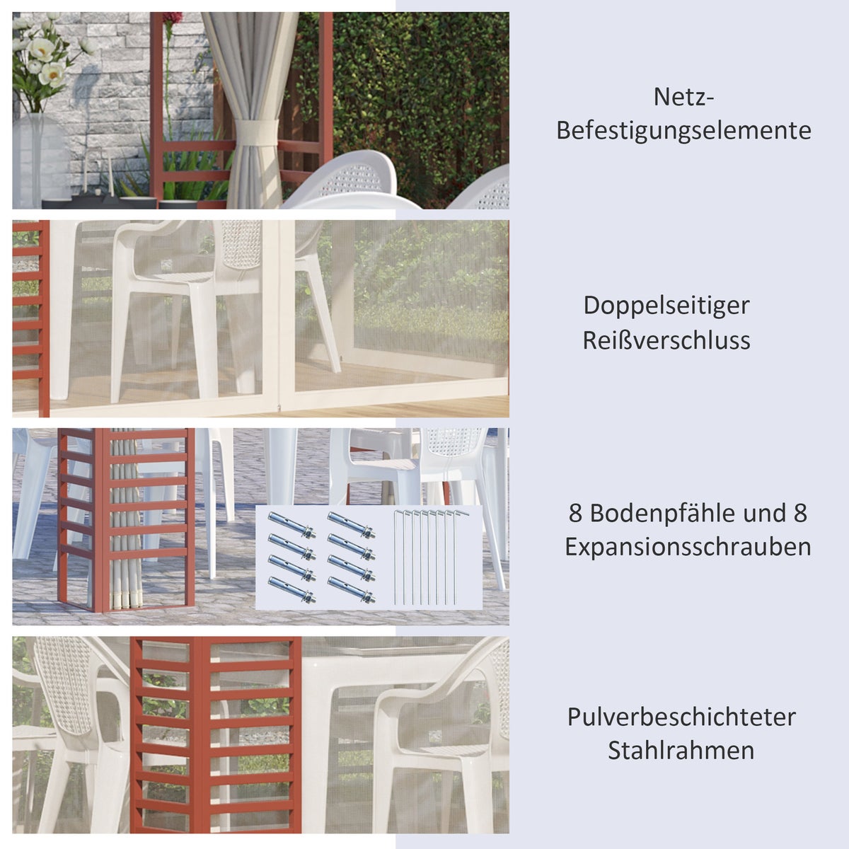 Outsunny Pavilion 2,96 x 2,96 m, Tuinpaviljoen, Tuintent, 296L x 296B x 260H cm, Staal, Polyester, Beige