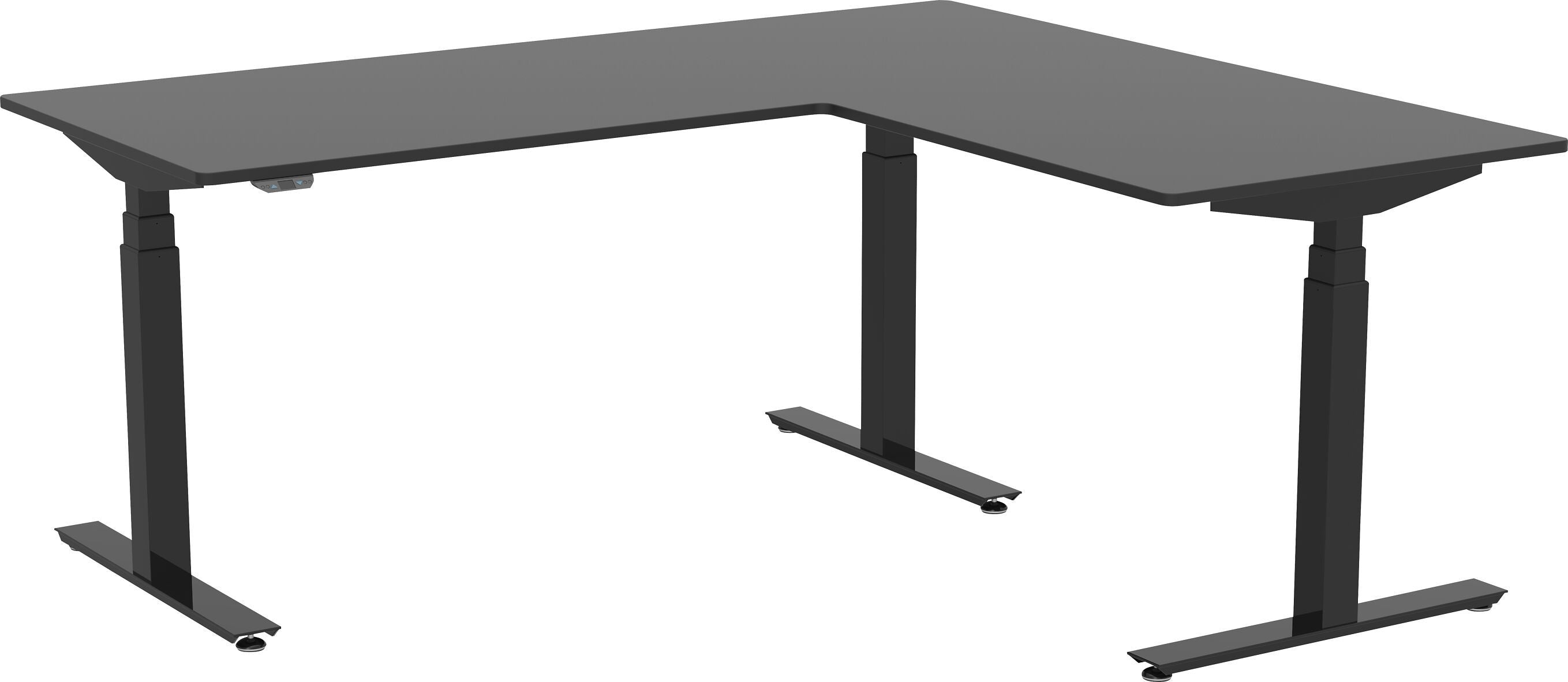 FLEXCUBE PROFI Eckschreibtisch höhenverstellbar - Schwarz / B: 180.0 cm x T: 170.0 cm x H: 62.5 cm