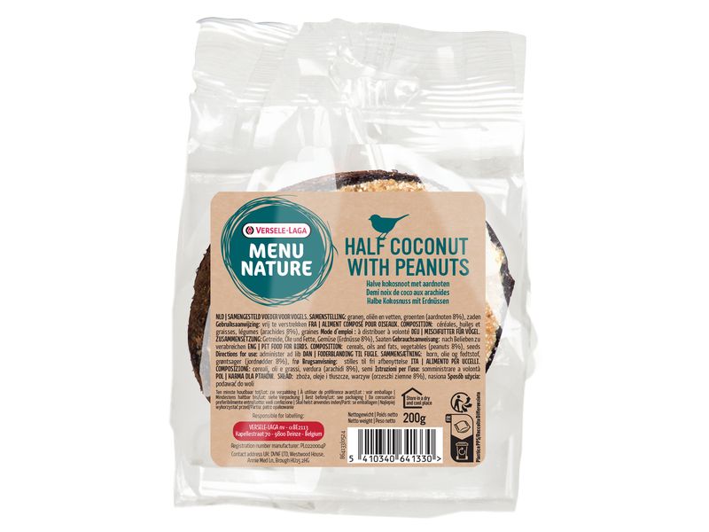 Versele Laga Vogelfutter MN Kokosnuss m. Erdnüssen 200 g Wintersfutter für Wildvögel