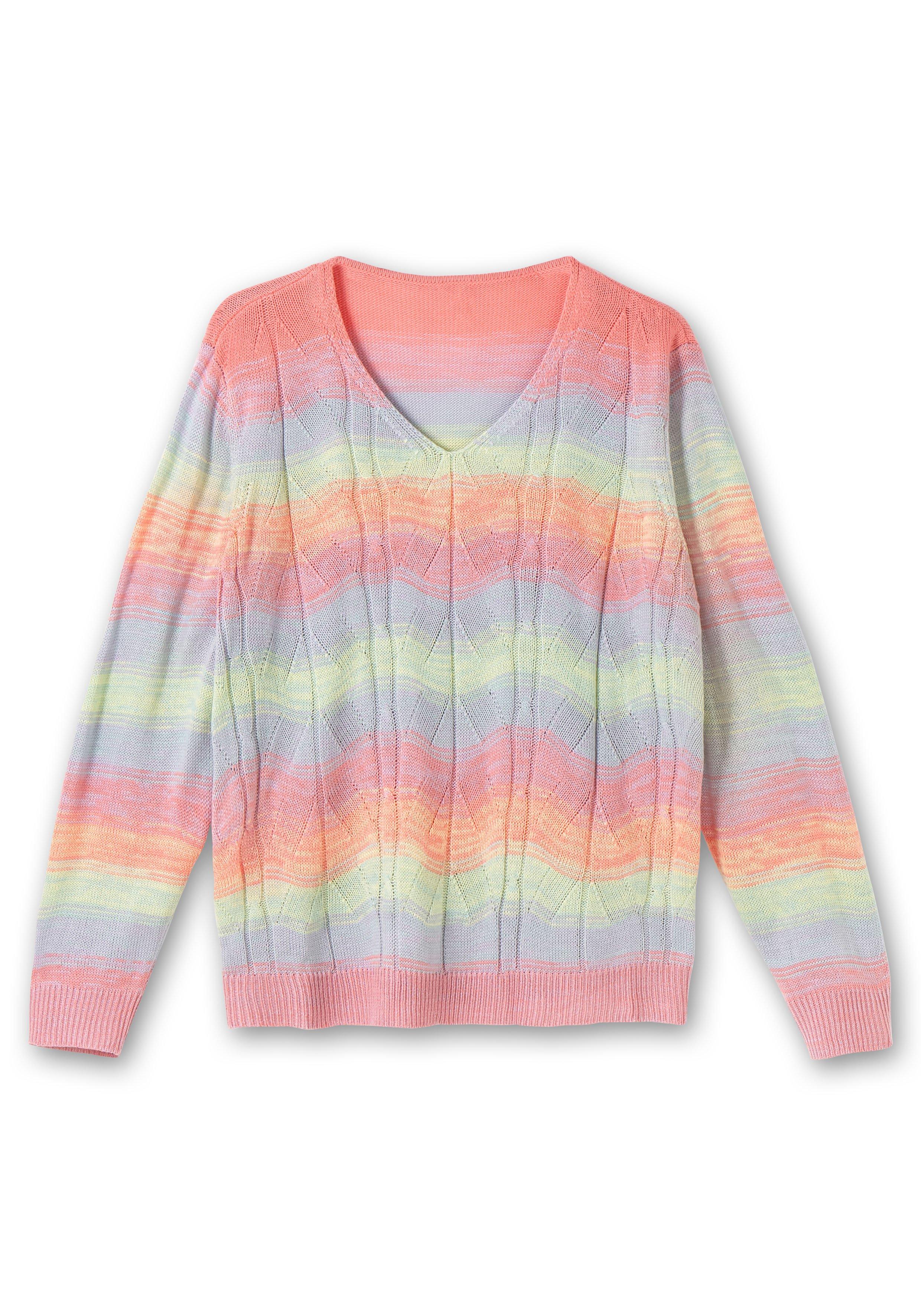 Pullover mit Ajourstrickmuster im Farbverlauf