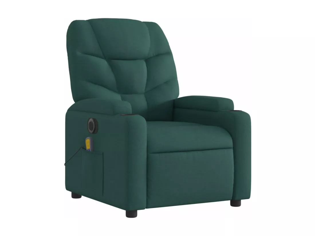 Fauteuil massant inclinable électrique Vert foncé Tissu