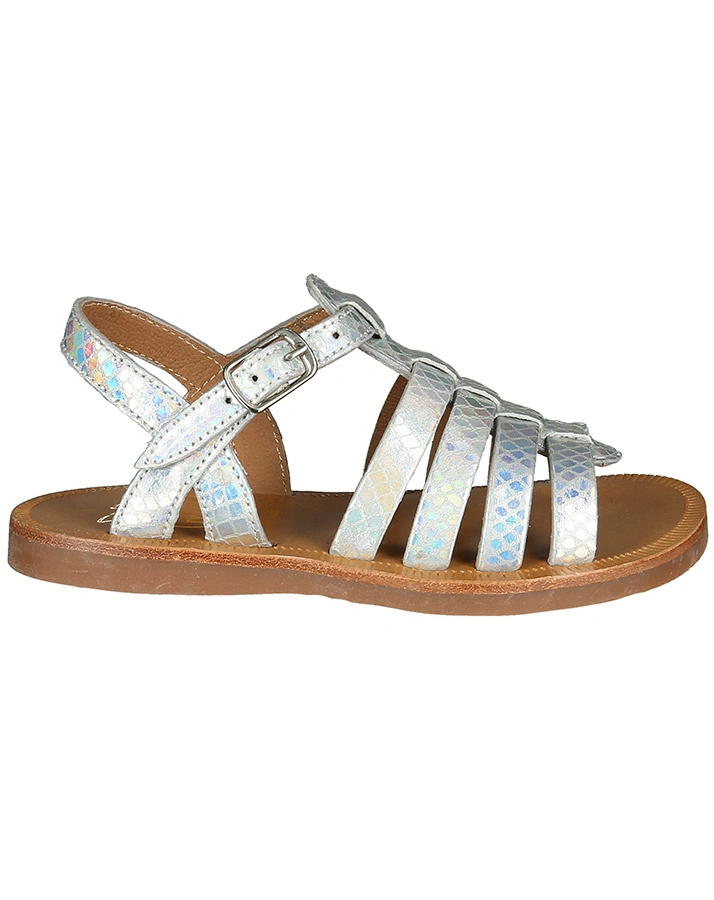 Sandalen PLAGETTE STRAP IRISIEREND in silber