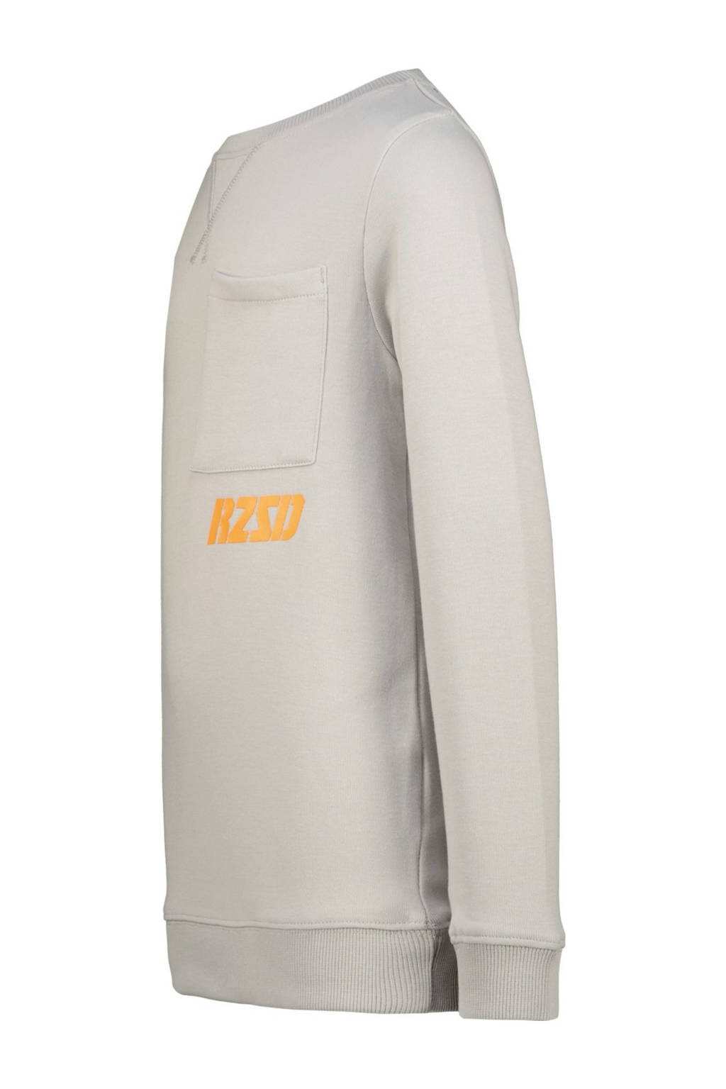 Raizzed sweater Naxos met printopdruk lichtgrijs/oranje