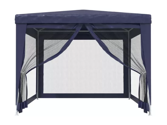 Tente de fête avec 4 parois latérales en maille Bleu 3x4 m PEHD