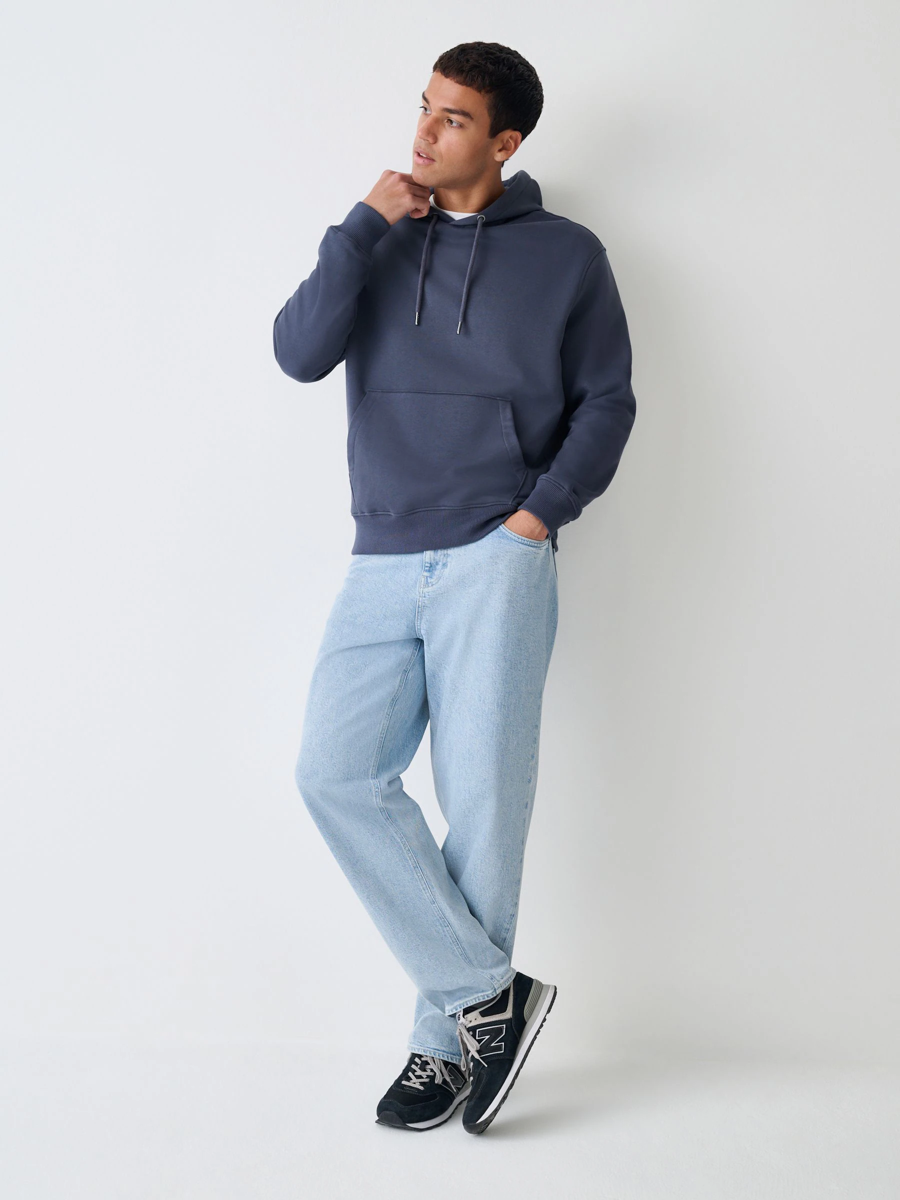 Staalblauw - Normale Pasvorm - Zwaargewicht Cotton Rich Jersey Hoodie