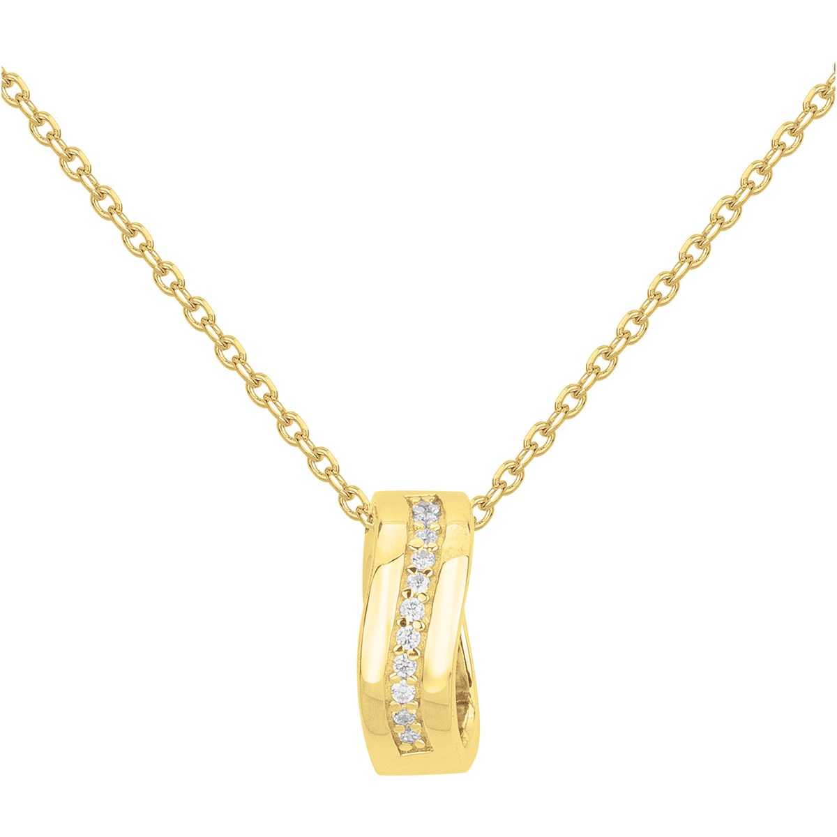 Collier en Plaqué Or avec oxyde de zirconium blanc