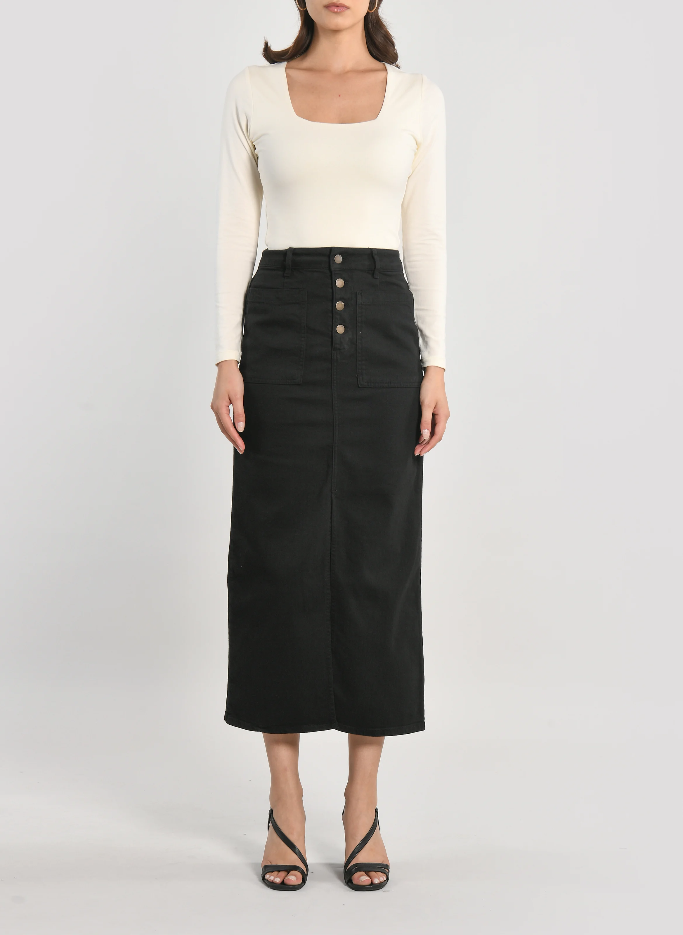 THADEE - Jupe midi en coton | Noir