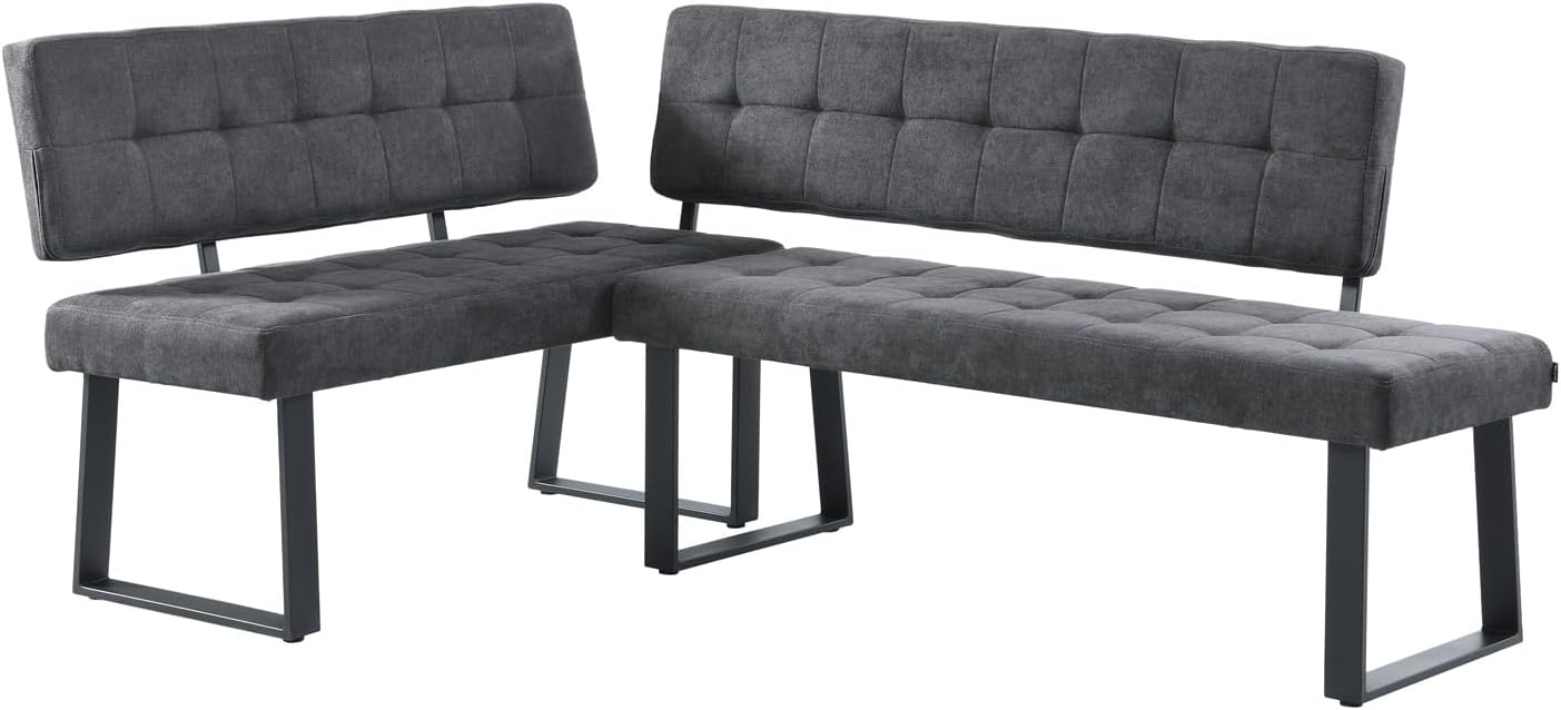 B&D home® Eckbank AKA – Esszimmerbank mit Lehne, beidseitig montierbar (Links/rechts), Kaltschaum-Polsterung, platzsparend, für Esszimmer, Küche & Flur, ca. 176 x 140 cm