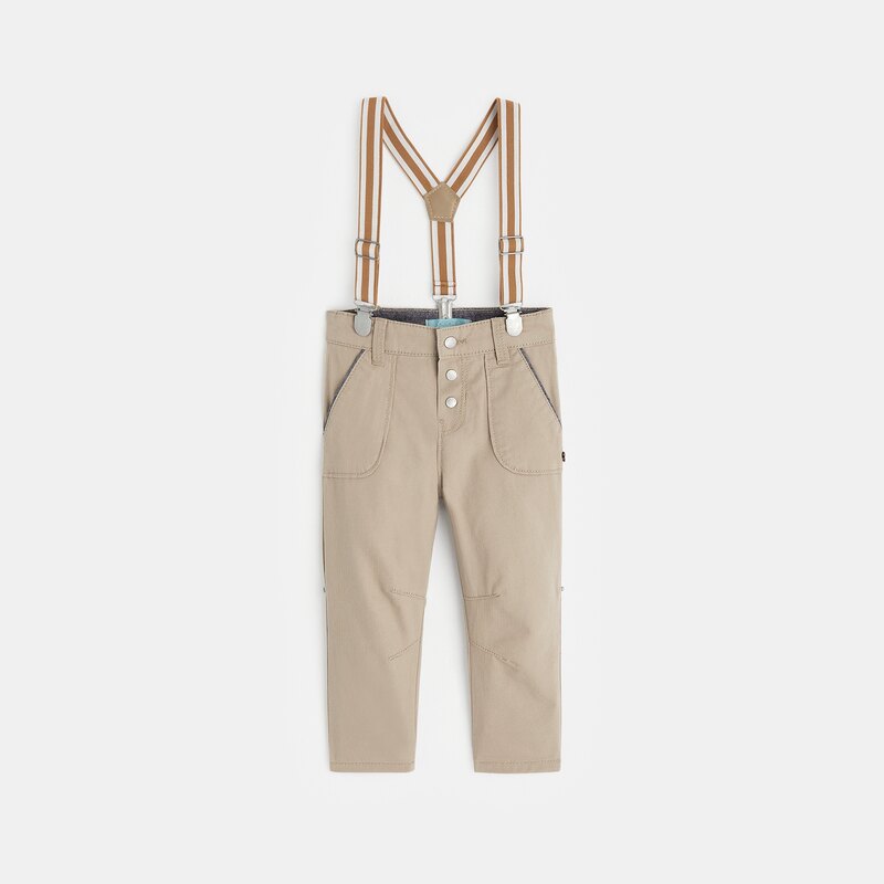 Pantalon modulable à bretelles beige bébé garçon Beige