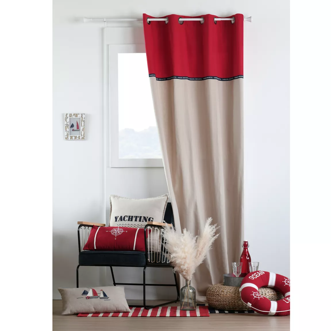 Rideau coton (140 x 260 cm) Fregate Rouge