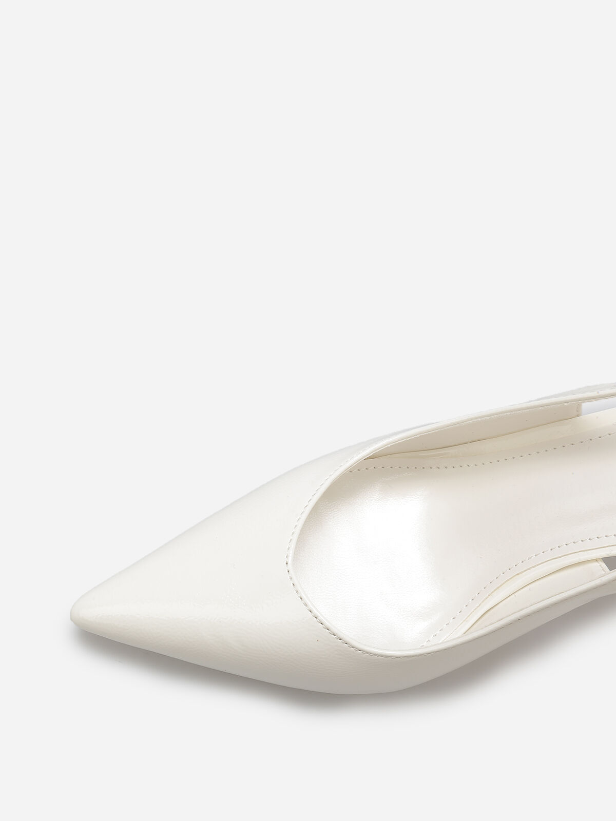 Escarpins slingback texturées vernies- Blanc