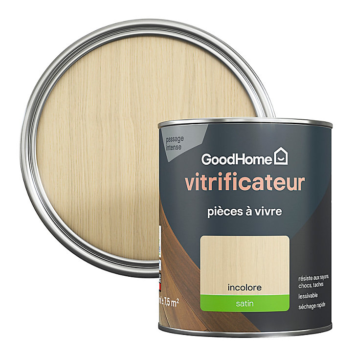 Vitrificateur pièces à vivre GoodHome incolore satin 750 ml