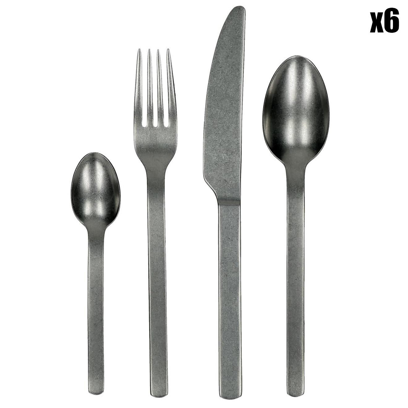 Pomax Ménagère Cheller grise - 24 pièces