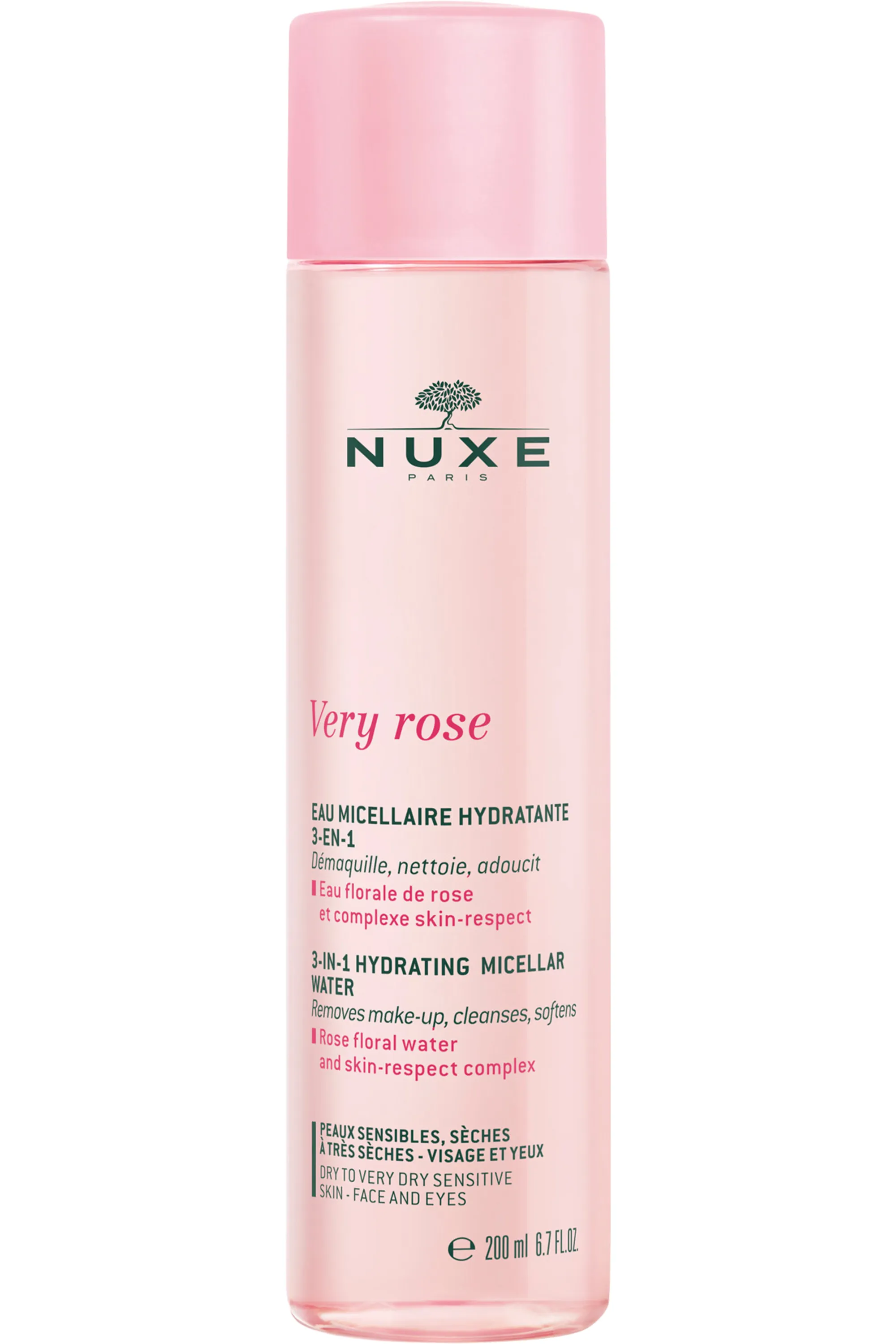 Nuxe Eau micellaire hydratante 3-en-1 Very Rose-200 ml