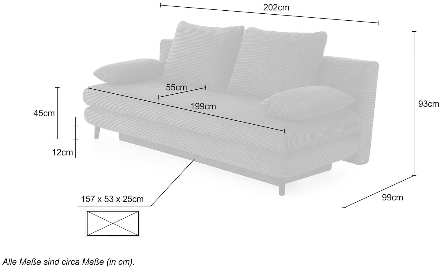 Jockenhöfer Gruppe Schlafsofa »Per, mit Gästebettfunktion, inklusive 4 Kissen« Wellenschaumpolsterung und grosszügigem Stauraum/Bettkasten