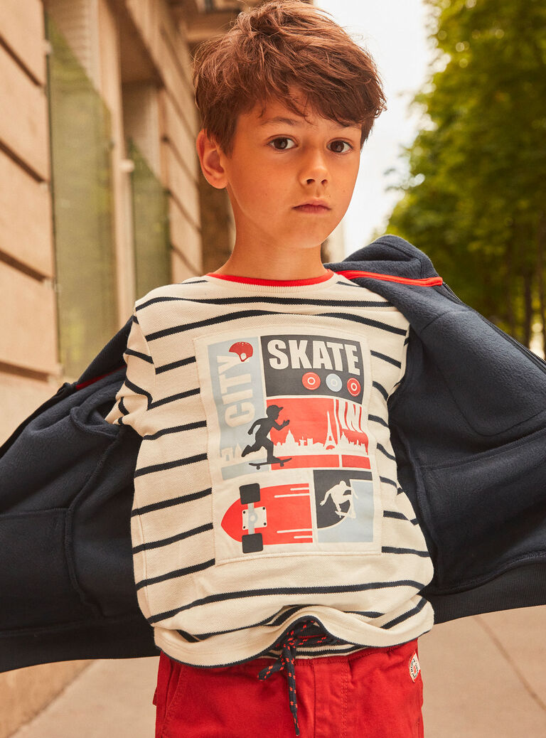 T-shirt écru et noir esprit marinière