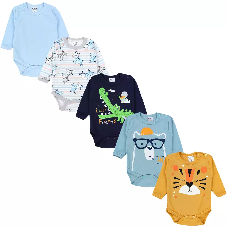 TupTam Jungen Baby Body Langarm 5er Pack blaugelb