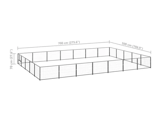 Chenil extérieur cage enclos noire 700 x 500 x 70 cm 02_0000526