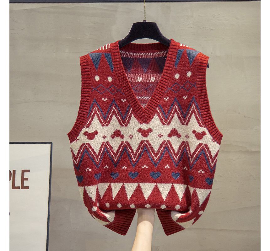 Keiko Girl - V-hals vest met patroon